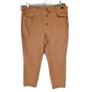 New American Eagle Outfitters Womans Sz 18 Mom Jeans Pink Corduroy Hi Rise